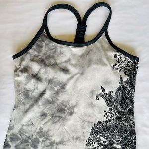 Athleta tank top gray black with built-in bra Med